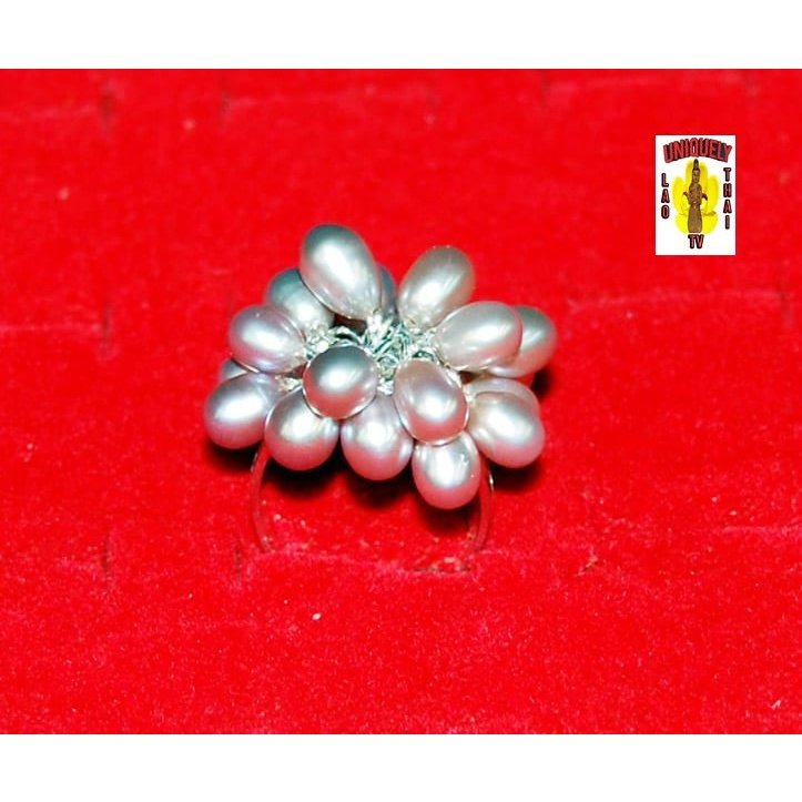 Silver Pearl Ring Cluster