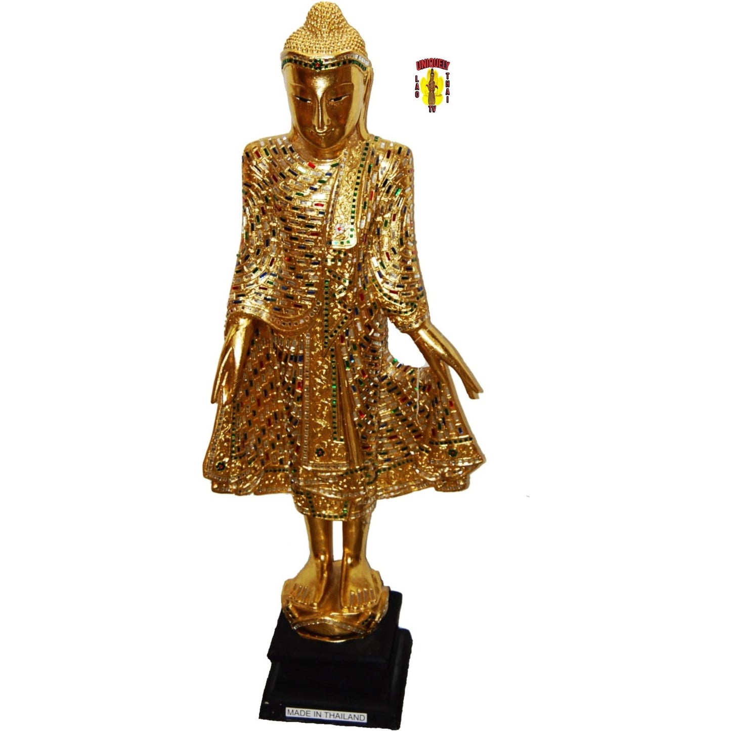 Standing Buddha Statue Gold Leaf 46 Inch Tall