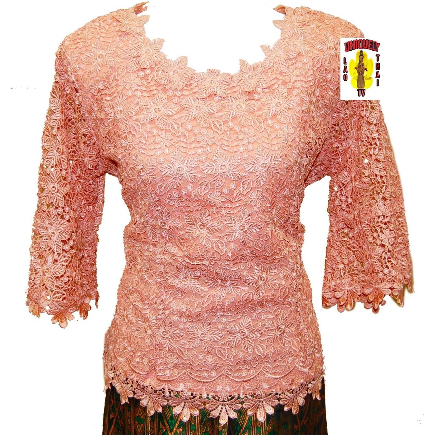 Traditional Thai Laos Lace Blouse Dark Pink
