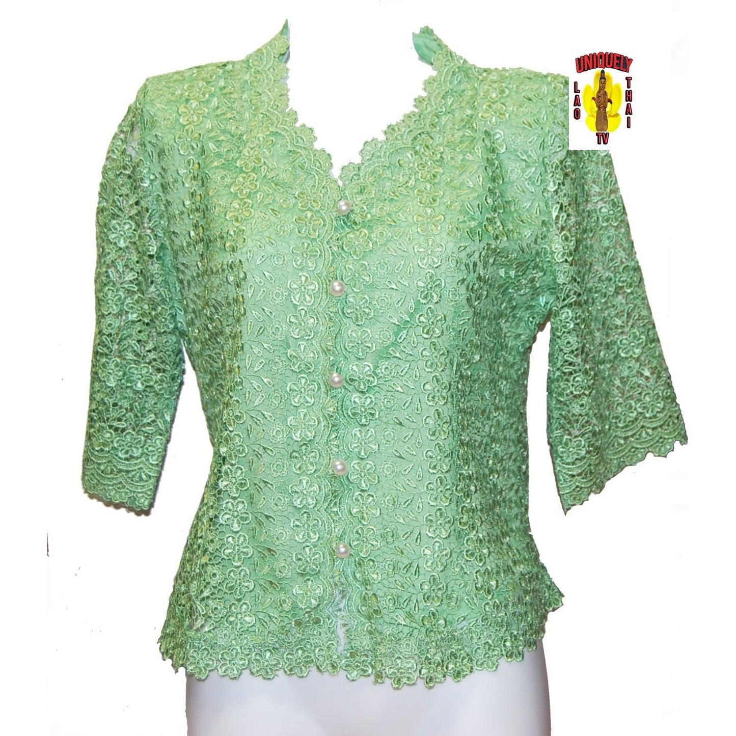 Traditional Thai Laos Lace Blouse Green