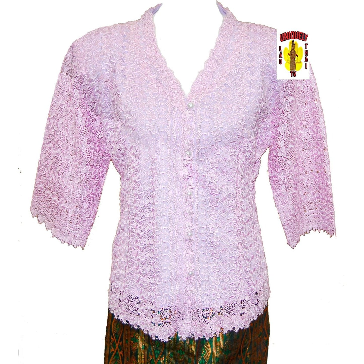 Traditional Thai Laos Lace Blouse Purple
