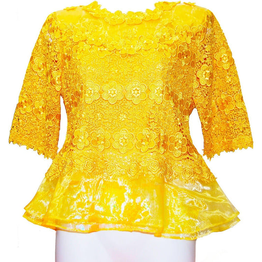 Traditional Thai Laos Lace Blouse Yellow Gold