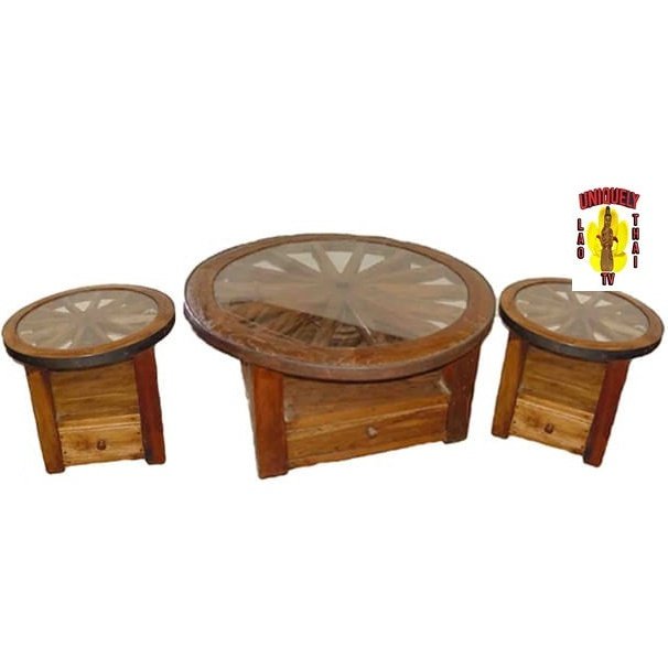 Wagon Wheel End Table Glass top