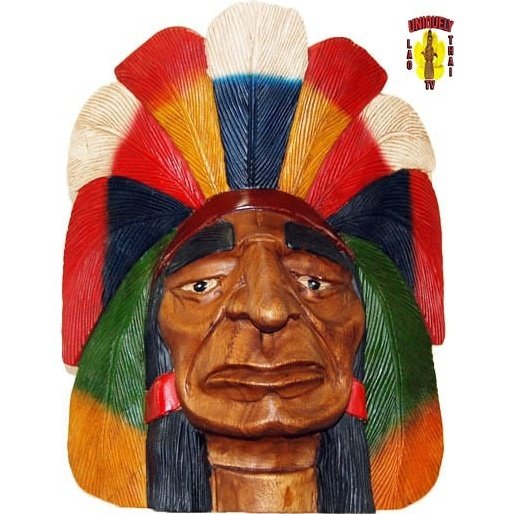 Wood Indian Chief Carved Head