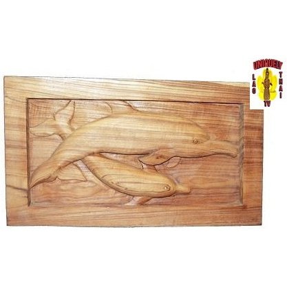 Wood Plaque Dolphins