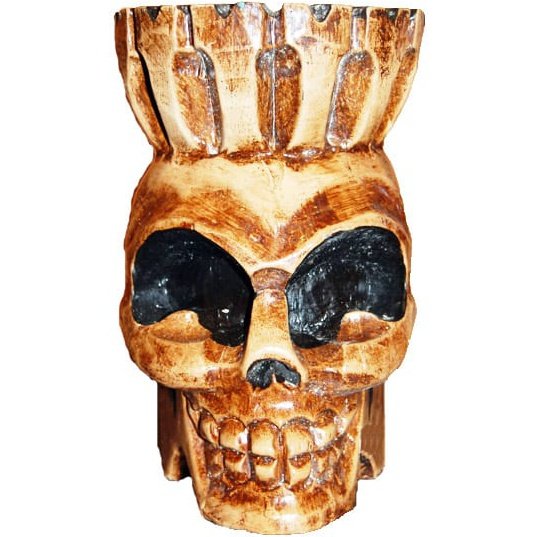 Wood Skull Head with Crown