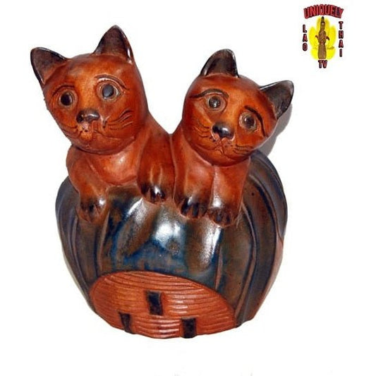 Wood Two Kittens in a Basket