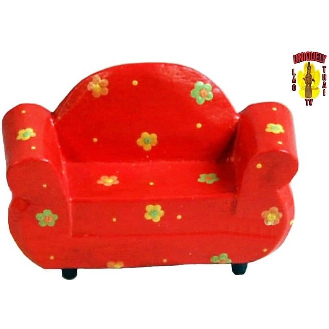 Wood Two Seater Chair Red-1 Toy Furniture 