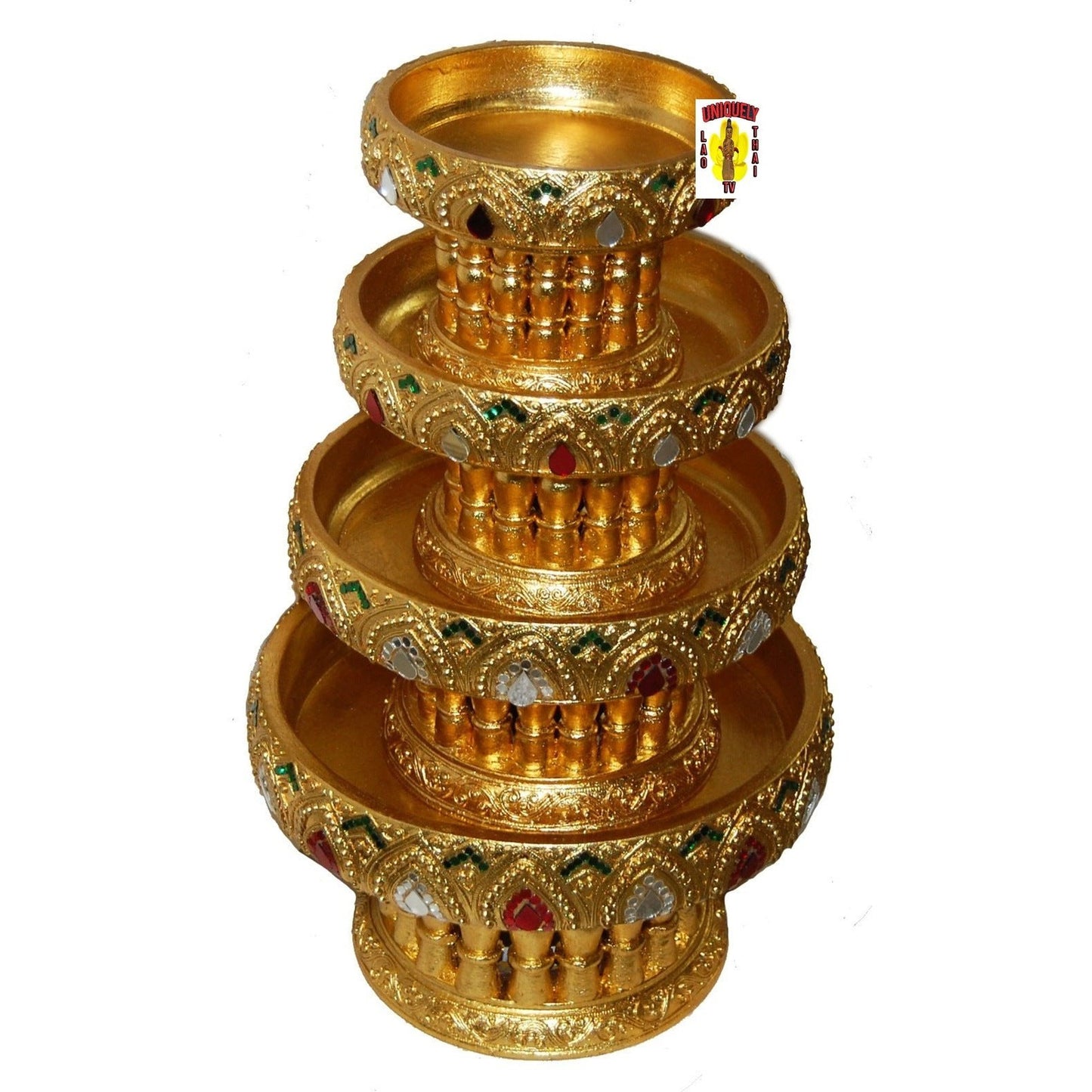 Wooden Ceremonial Bowl-Set Gold