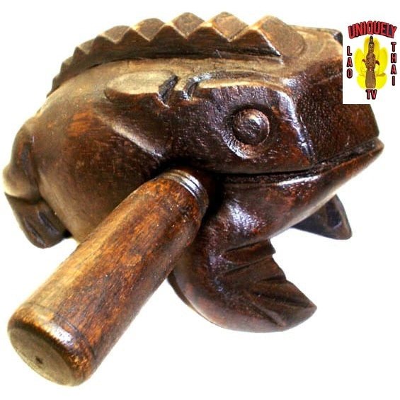 Wooden Croaking Dark Frog 4" L